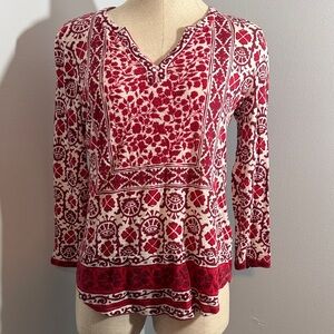 Lucky Brand Red and White Floral Blouse